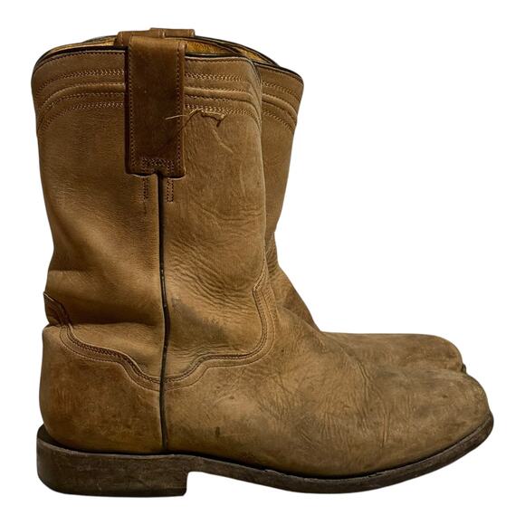 Roper Other - Roper Letaher Cowboy Boots Men's Size 8.5 D Tan Distressed Western Pull On Rodeo